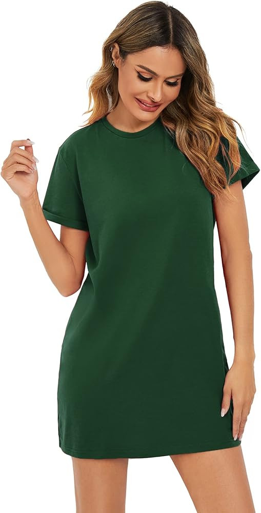 Milumia Women Casual Short T Shirt Dress Short Sleeve Straight Mini Tee Shirt Dress | Amazon (US)