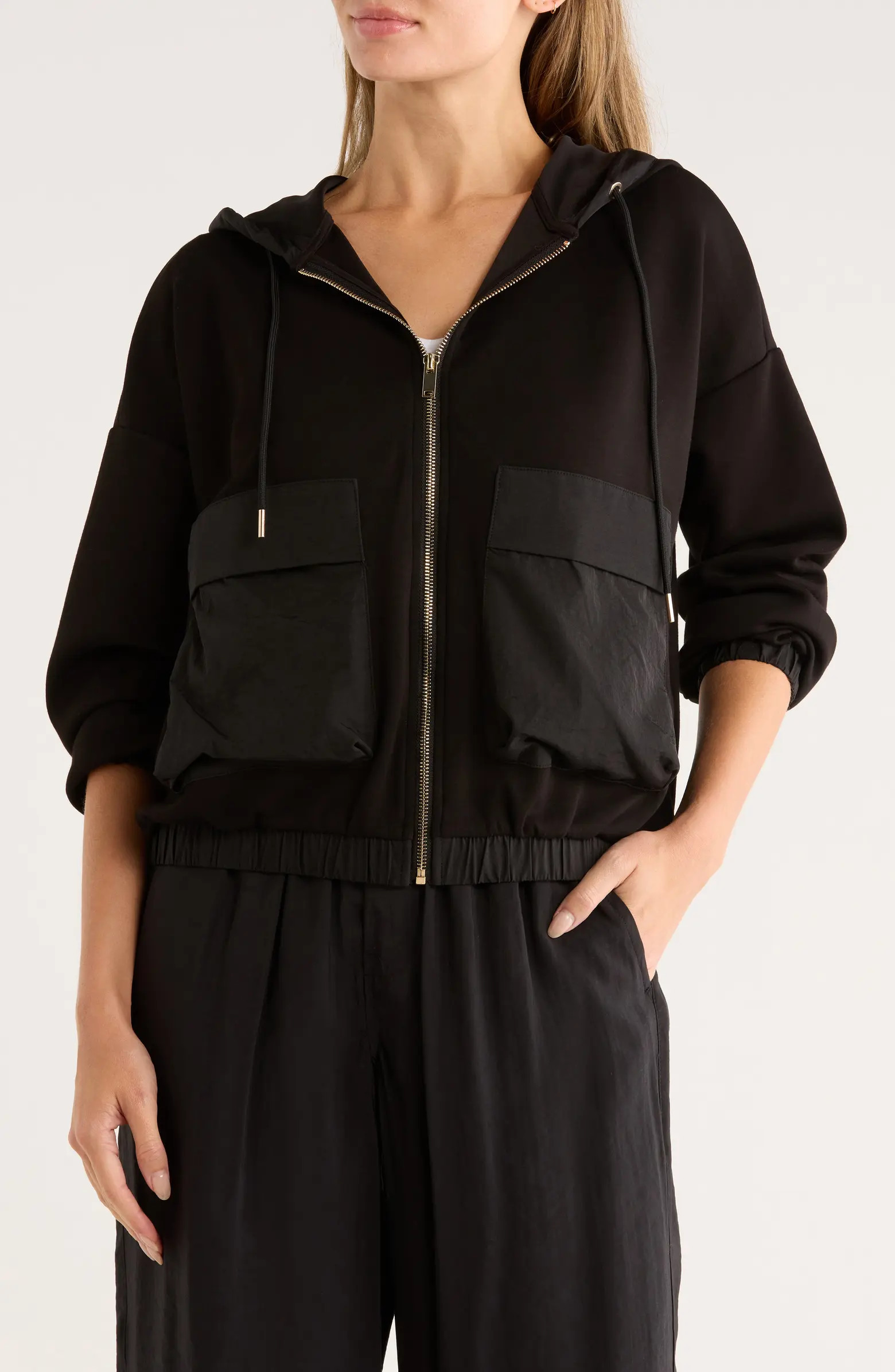 Mixed Media Zip Up Hoodie | Nordstrom Rack