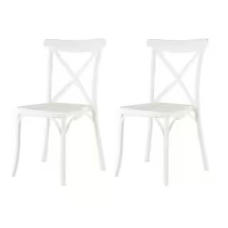 Lagoon Stackable X White Dining Chair (Set of 2)-7061W9-SSTOS - The Home Depot | The Home Depot