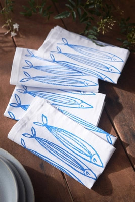 Julie Peach Sardine Napkins, Set of 4 | Anthropologie (US)