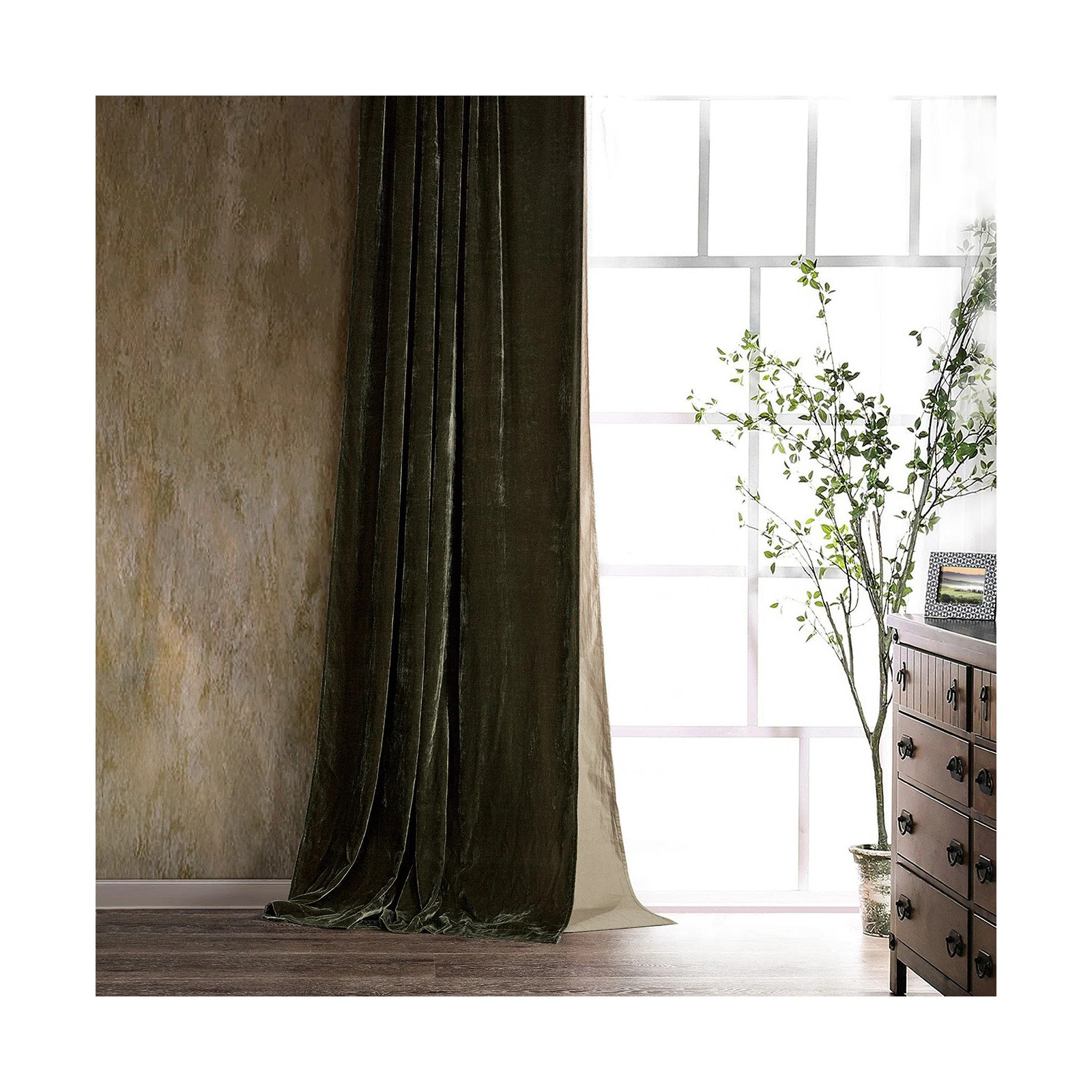 Stella Solid Color Faux Silk Velvet Romantic Western 48x108 inch Single Curtain Panel | Joss & Main