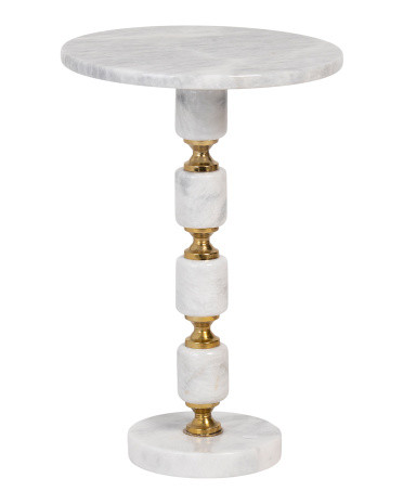 24in Solid Marble Metal Accent Table | TJ Maxx