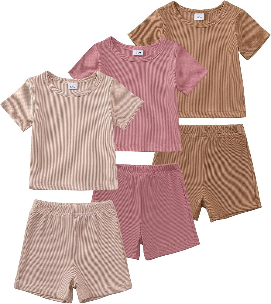 Toddler Baby Girl Boy Summer Clothes Outfits Casual Summer Short Sleeves Tops + Shorts Cute Outfi... | Amazon (US)