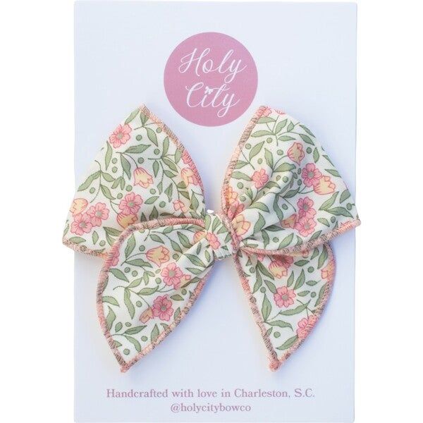 Lottie Bow, Peach Floral - Holy City Bow co. Hair Accessories | Maisonette | Maisonette