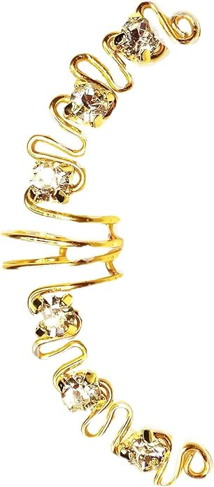 Aster Golden Pierceless Ear Cuff Wrap with Rhinestones | Amazon (US)