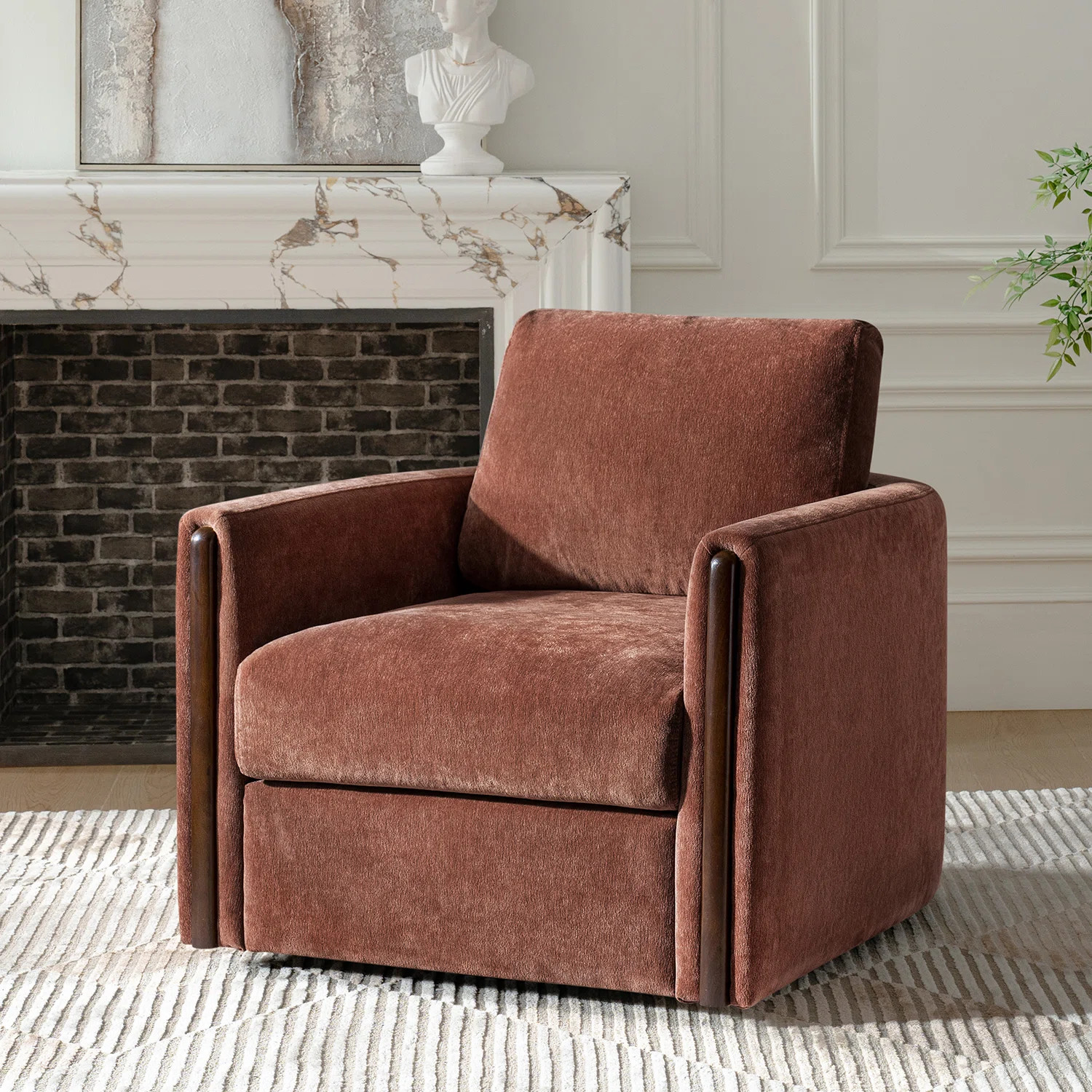 Nicha 31.25W" Modern Feather Blend Swivel Barrel Chair with Deep Seat | Wayfair North America