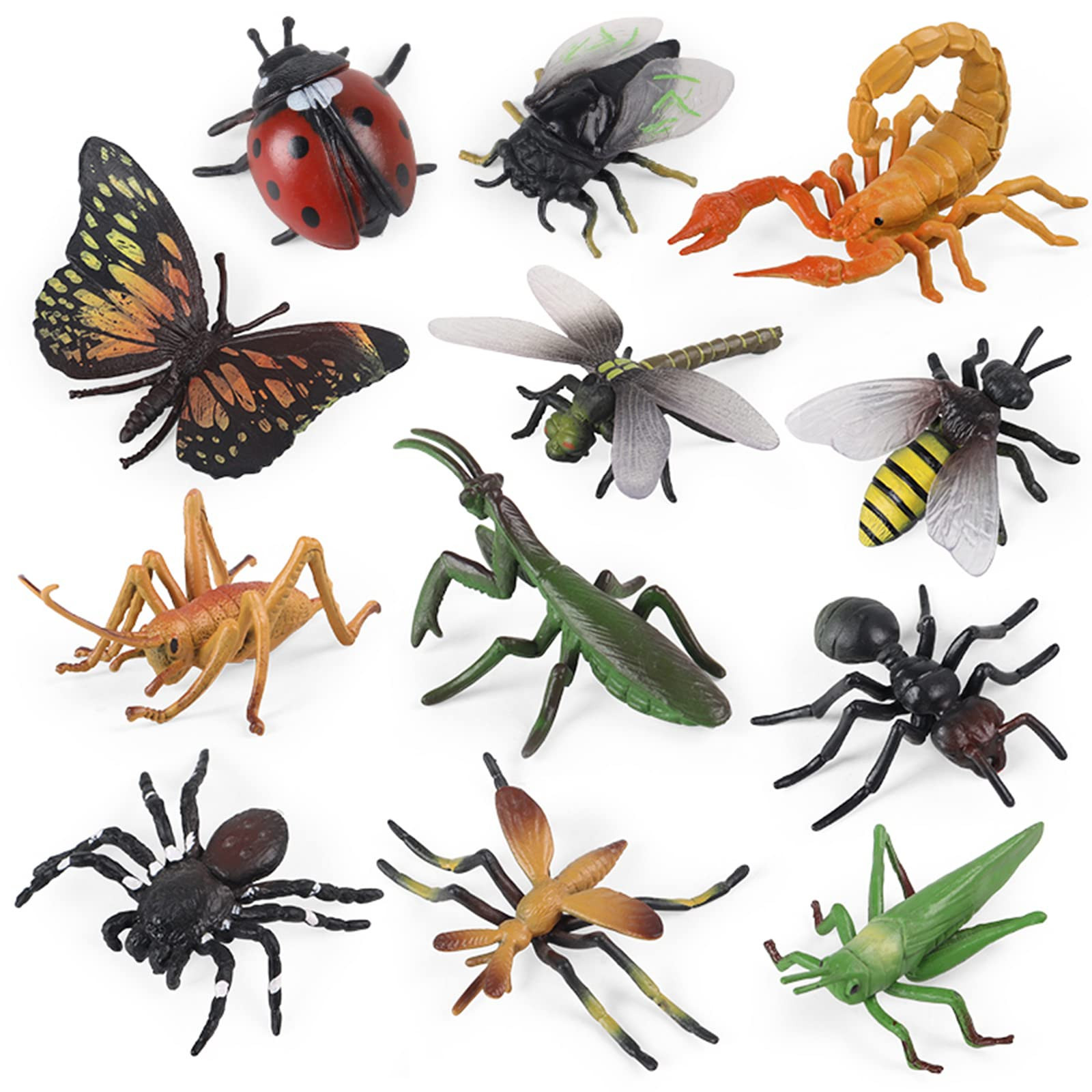 12 PCS Fake Bug Toys for Kids, Plastic Bugs Animal Figures Halloween Party Favor Cake Topper Inse... | Amazon (US)