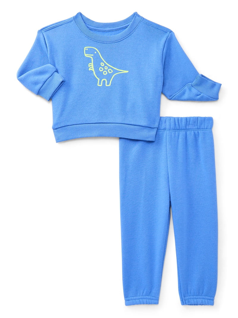 Wonder Nation Baby Boys Fleece Top and Pants Set, 2-Piece, Sizes 6M-24M | Walmart (US)