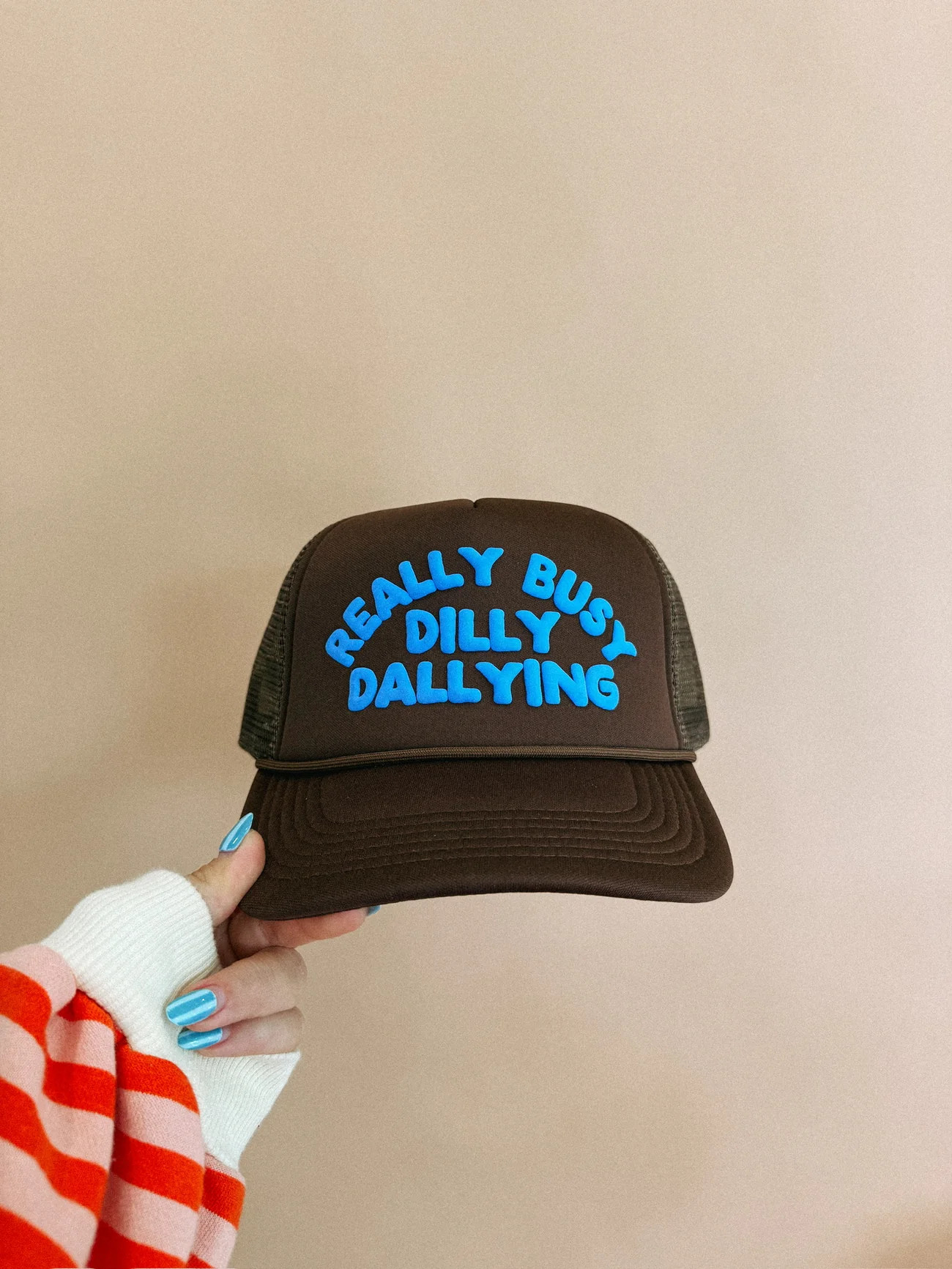 ETTA OG | dilly dallying trucker hat - brown / blue | Etta+East