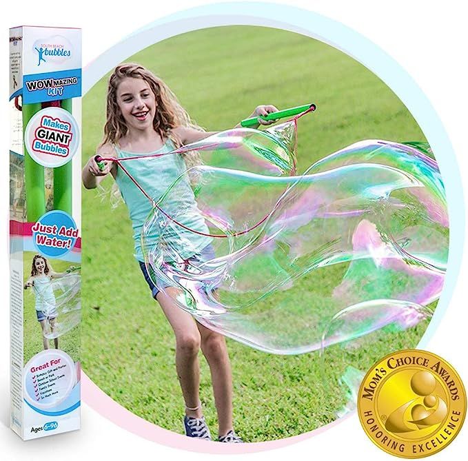 WOWMAZING Giant Bubble Wands Kit: (3-Piece Set) | Incl. Wand, Big Bubble Concentrate and Tips & T... | Amazon (US)