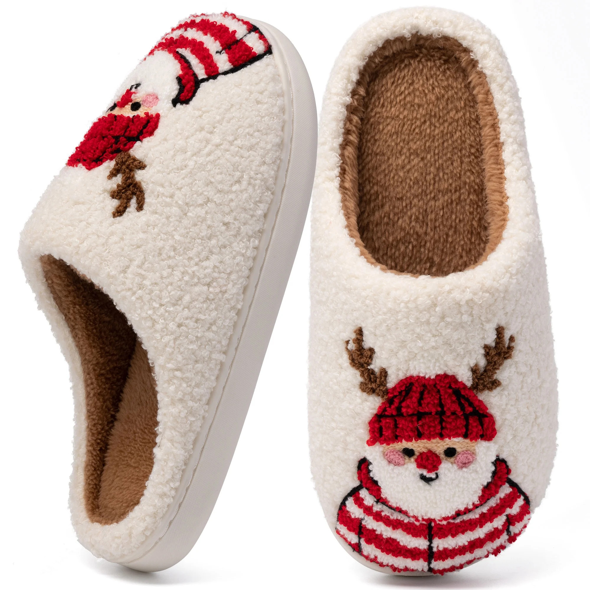 Ecetana Christmas House Slippers for Women Men Holiday Indoor Bedroom Warm Cozy Fluffy Slippers | Walmart (US)