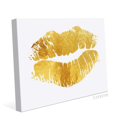 Click Wall Art Lips Graphic Art on Wrapped Canvas in White/Yellow | Wayfair North America