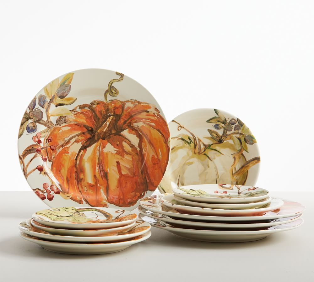 Harvest Pumpkin Stoneware 12-Piece Dinnerware Set | Pottery Barn (US)
