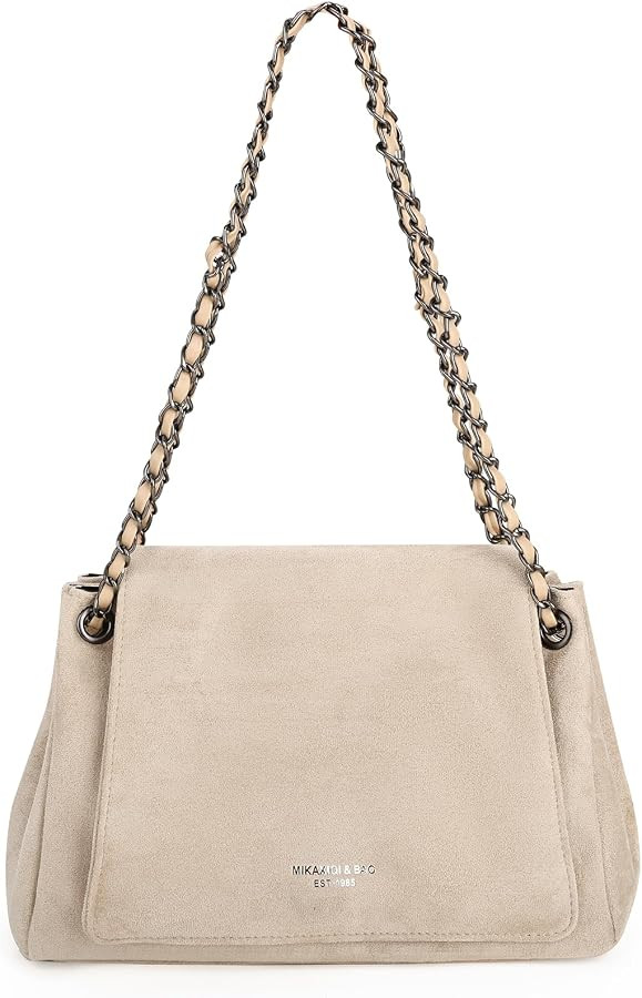 Slouchy Suede Shoulder Bag for Women, Trendy Soft Faux Suede Ruched Designer Crossbody Handbag Un... | Amazon (US)