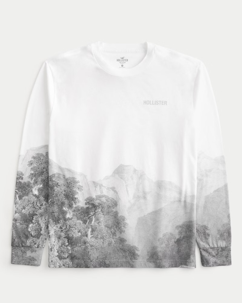 Relaxed Long-Sleeve Scenic Logo Graphic Tee | Hollister (US)