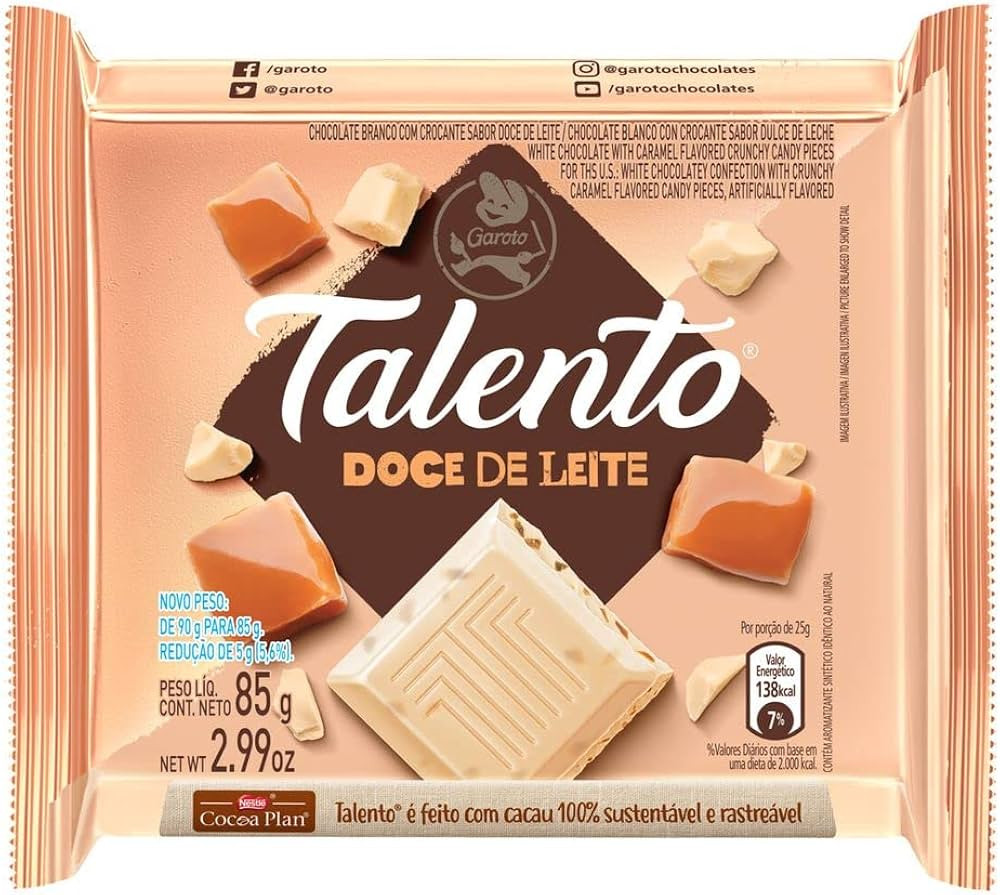Chocolate Garoto Talento Doce de Leite 85g | Amazon (BR)