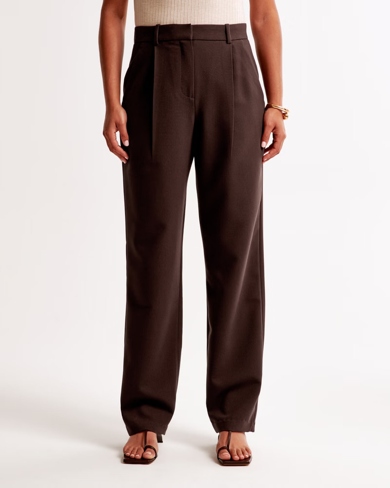 Curve Love A&F Quinn Tailored Straight Pant | Abercrombie & Fitch (UK)