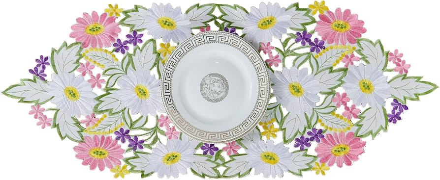AMARED Spring Daisy Table Runners Embroidered Flowery Table Linen for Home Decoration 13 X 34 Inc... | Amazon (US)