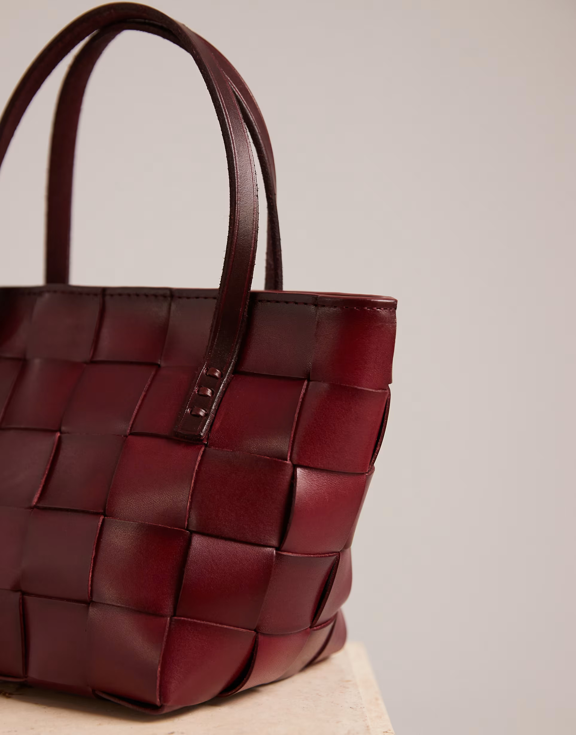 Dragon Diffusion japan mini woven leather top handle bag in burgundy | ASOS (Global)