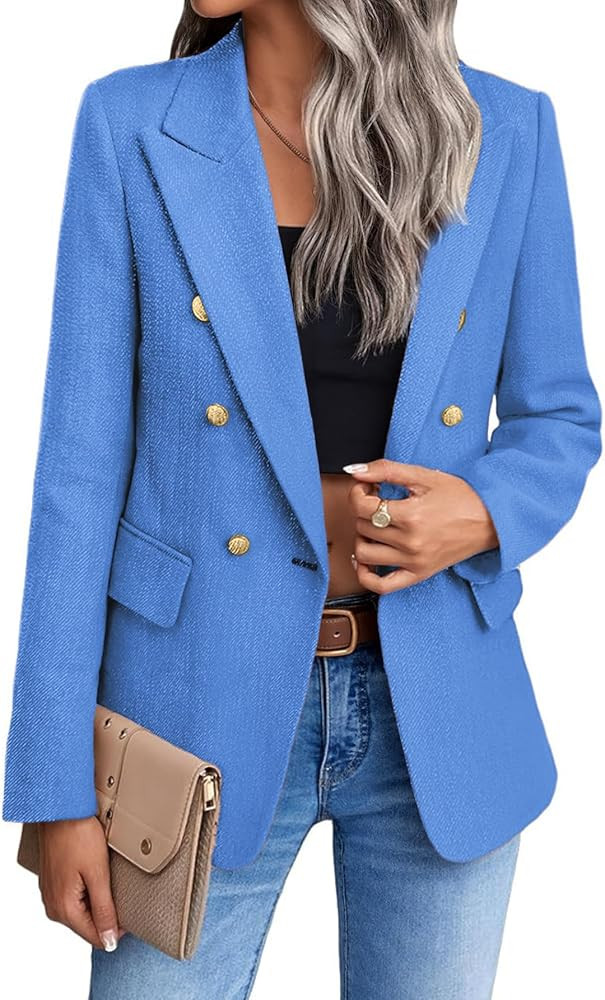 Mina Self 2025 Winter Women's Tweed Plaid Blazer Jacket - Warm Fully Lined Fashion Business Casua... | Amazon (US)