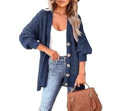 BTFBM Women's Button Down Cardigan Coat Long Sleeve Fall Winter Clothes Loose Chunky Knit Open Fr... | Amazon (US)