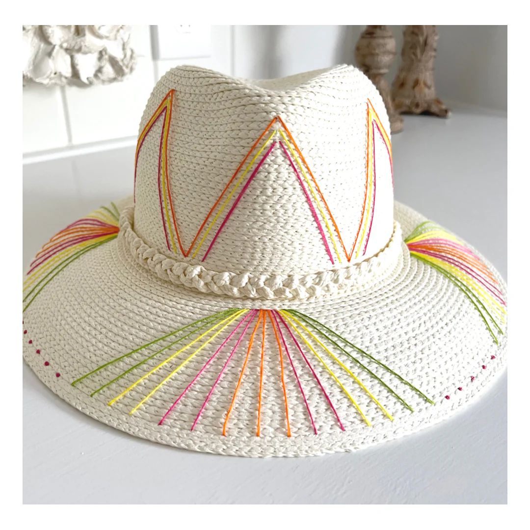 Hand Embroidered Straw Hat | Shop Bijou