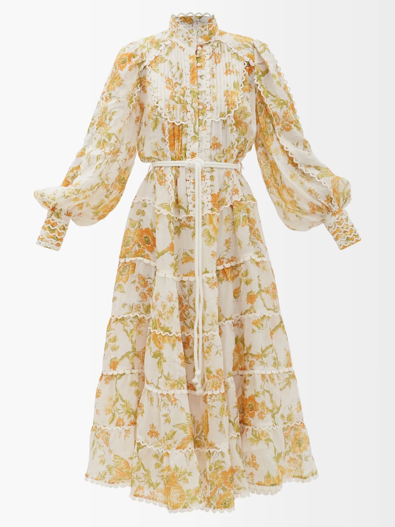 Songbird citrus-print ramie midi shirt dress | Matches (UK)