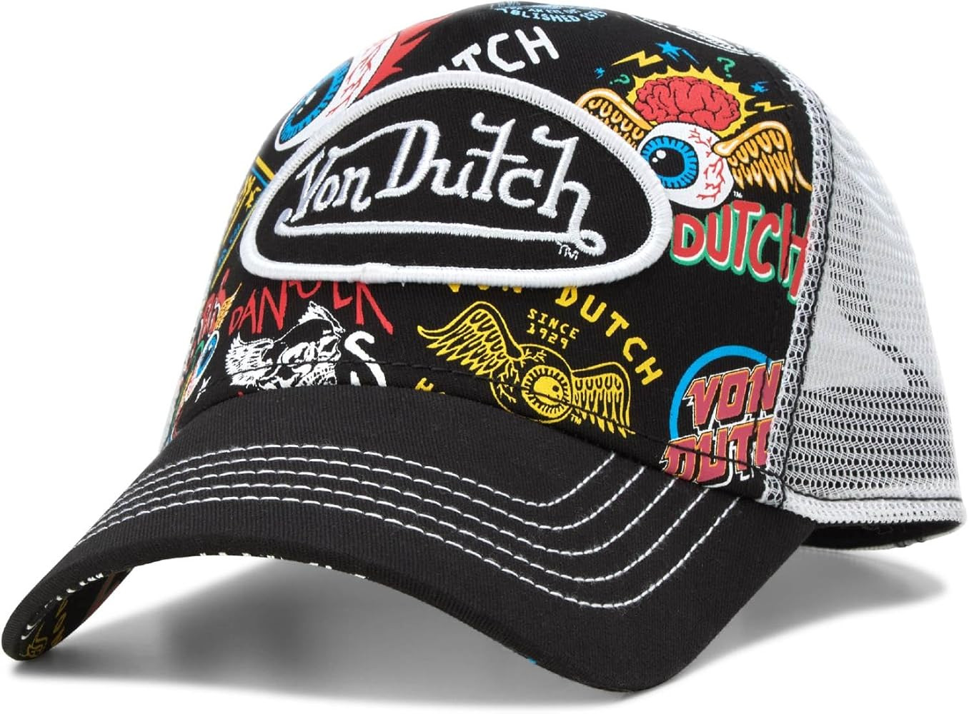 Von Dutch Monogram Trucker Cap - Retro Snapback Cap for Men and Women - Adjustable Snap Fit Panel... | Amazon (US)
