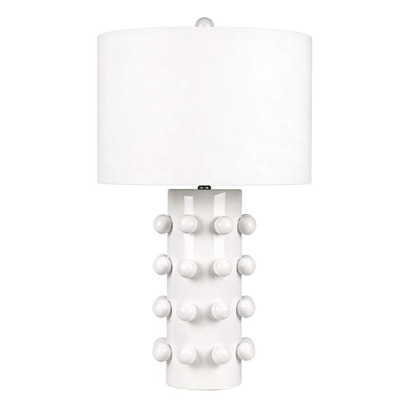 White Ceramic Knob Table Lamp With Shade, 29", sold by At Home | At Home