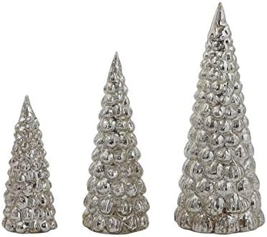 Creative Co-Op Glass Set of Tree Figurine, Silver | Amazon (US)