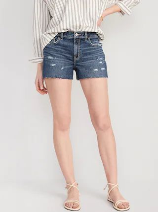 Mid-Rise Boyfriend Ripped Cut-Off Jean Shorts for Women -- 3-inch inseam | Old Navy (US)
