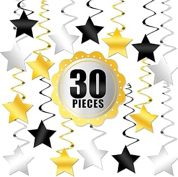 KatchOn, Black Gold and Silver Star Hanging Swirls- Pack of 30, No DIY | Hanging Star Swirls Deco... | Amazon (US)