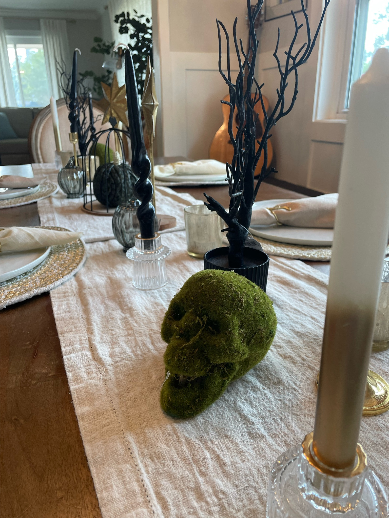 Halloween tablescape • table decor • fall decor • skull • Halloween • black & white •
Halloween decor 

#LTKfindsunder50 #LTKHalloween #LTKhome