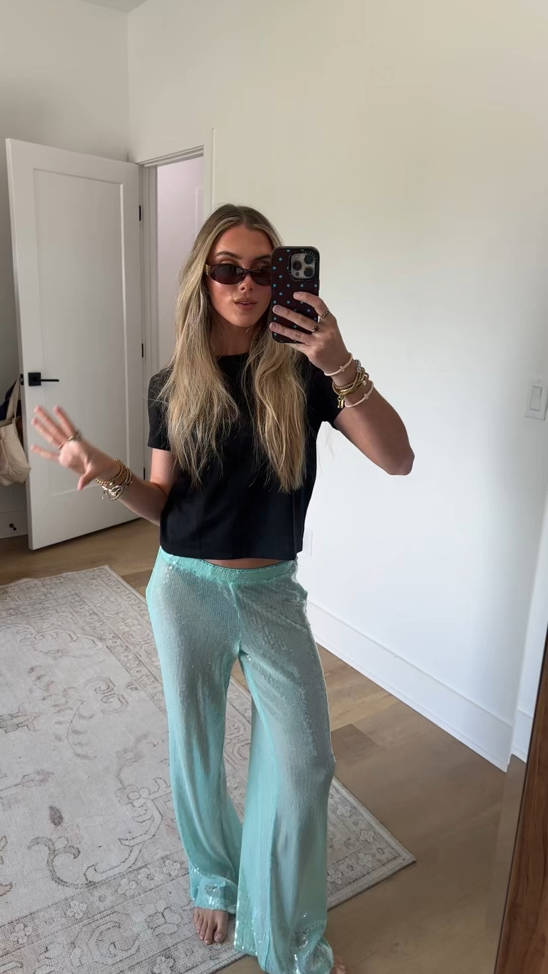 @edikted size XS pants. Sparkly sequins shimmer on these sheer wide-leg pants that are a perfect party-ready addition to your wardrobe.

#LTKootd #LTKdayinmylife #LTKSeasonal