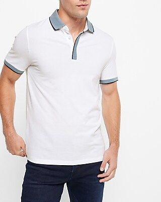 Tipped Contrast Collar Luxe Pique Polo | Express