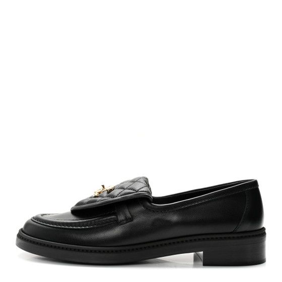 Lambskin Quilted CC Turnlock Loafers 39.5 Black | FASHIONPHILE (US)