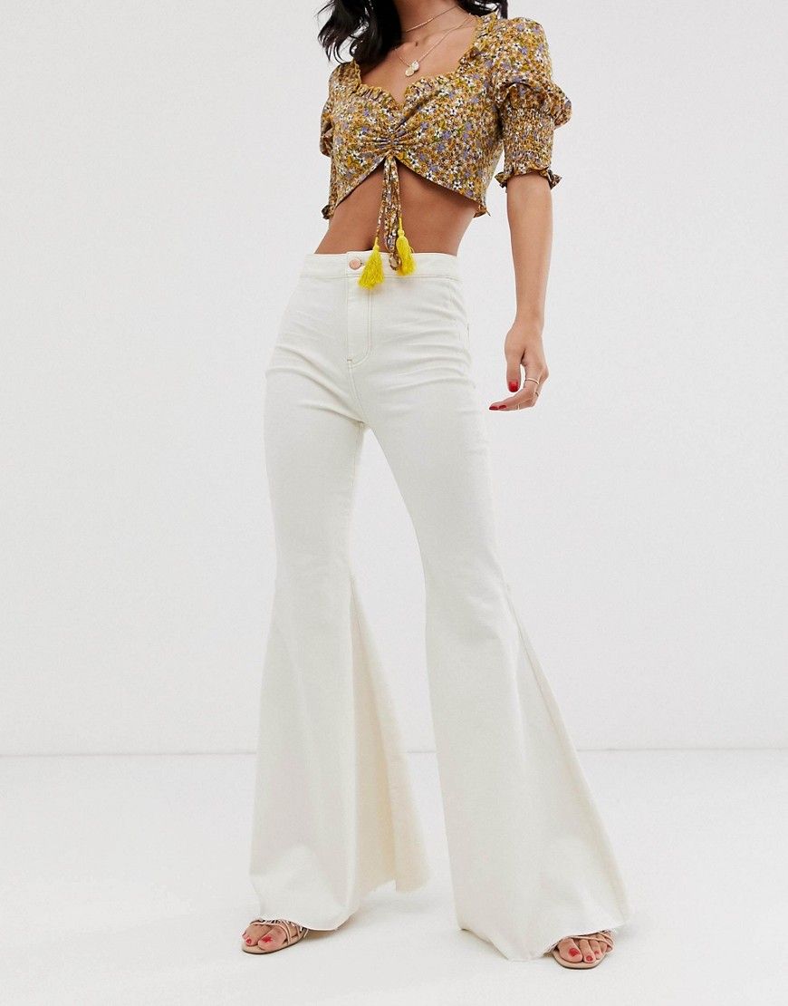 We The Free by Free People Just Float On high waist flare jean-White | ASOS (Global)