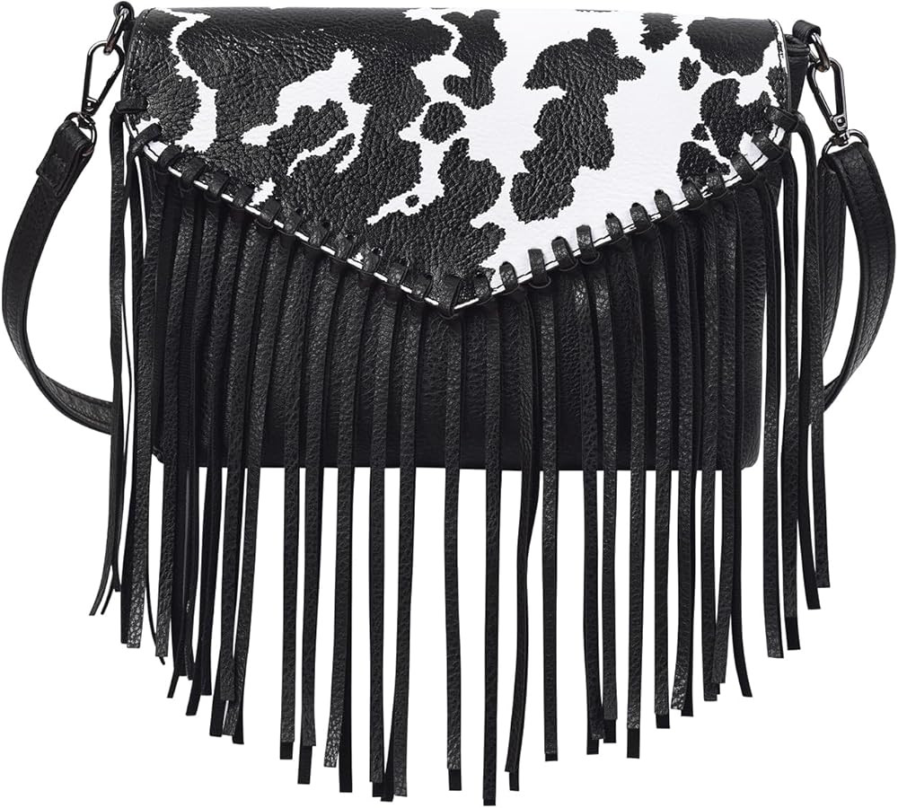 HDE Women's PU Leather Hobo Fringe Crossbody Tassel Purse Vintage Small Flap Envelope Handbag Wes... | Amazon (US)