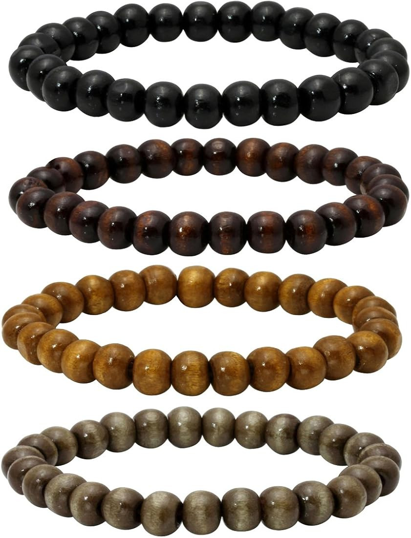 6-8mm Wood Beads Bracelet Prayer Beads for Meditation Buddha Tibetan Bracelet for Men and Women | Amazon (US)