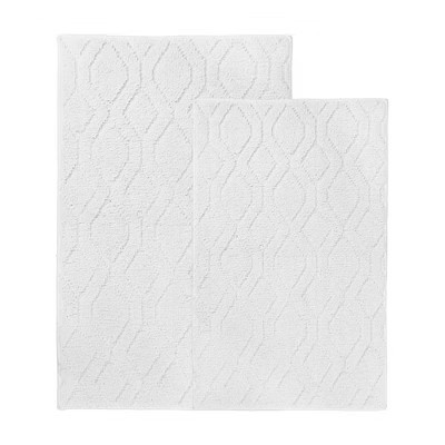 Diamond Lattice Textured Machine Washable Bath Rugs, Set of 2, White - Blue Nile Mills | Target