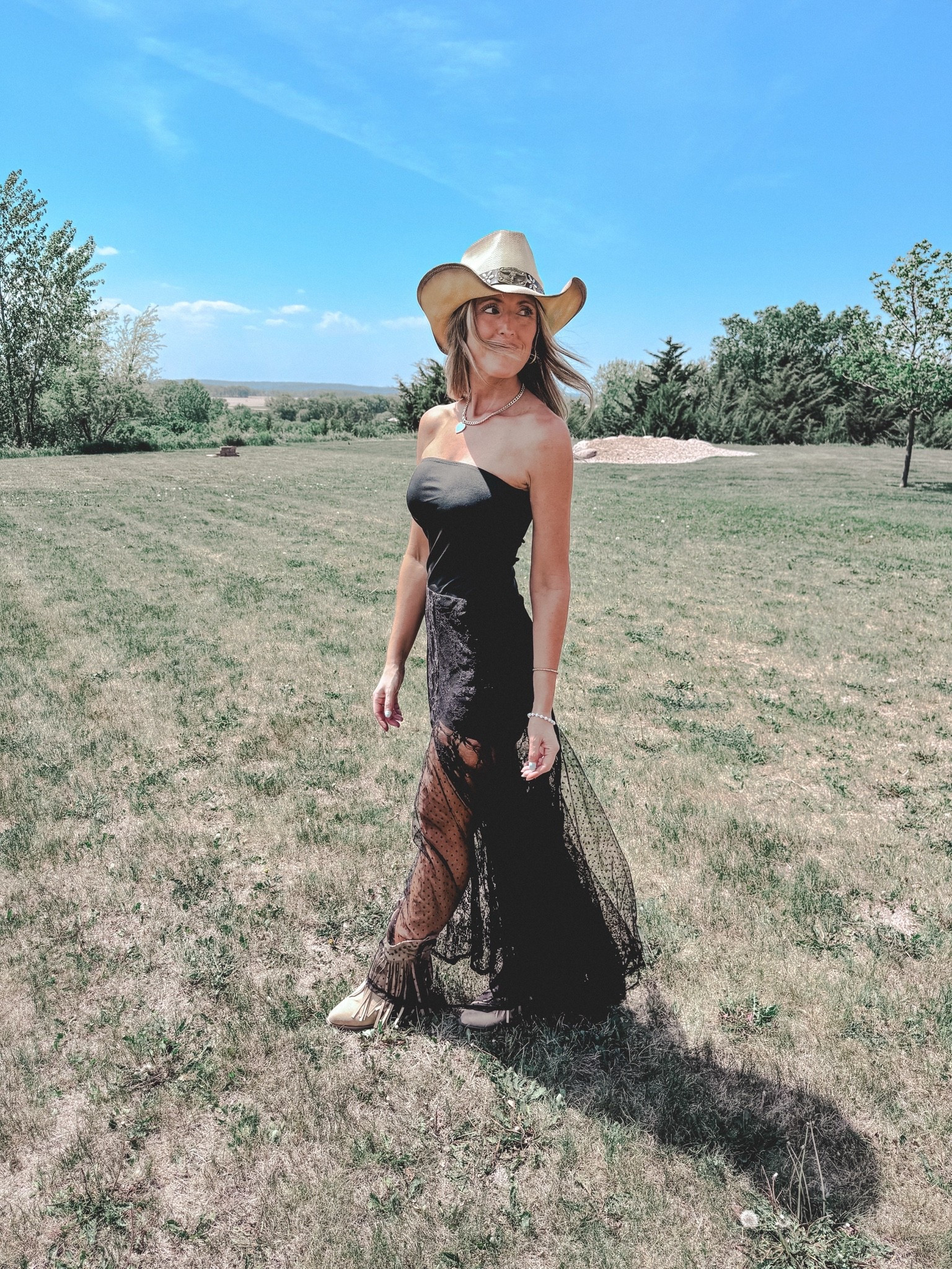 Country concert outfit inspo 🎶🤠 This drop waist sheer lace skirt is absolutely adorable! I do recommend to size down. Wearing an xsmall.

As an Amazon Influencer I earn commission on qualifying purchases.

Sheer lace skirt, what to wear to a country concert, all black concert outfit inspo, cowboy hat, fringe boots, cowboy hat, black tube top, festival outfit idea, summer event look, Midwest style, country concert vibe

#LTKOver40 #LTKMidsize #LTKgrwm