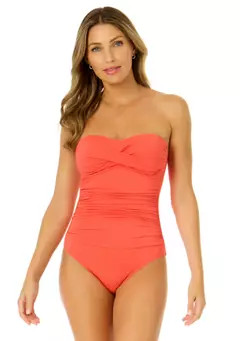 Anne Cole® Live in Color Shirred Bandeau One Piece Swimsuit | Belk