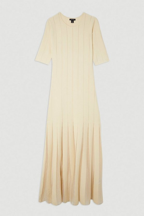Viscose Blend Filament Full Skirt Knit Midi Dress | Karen Millen UK + IE + DE + NL