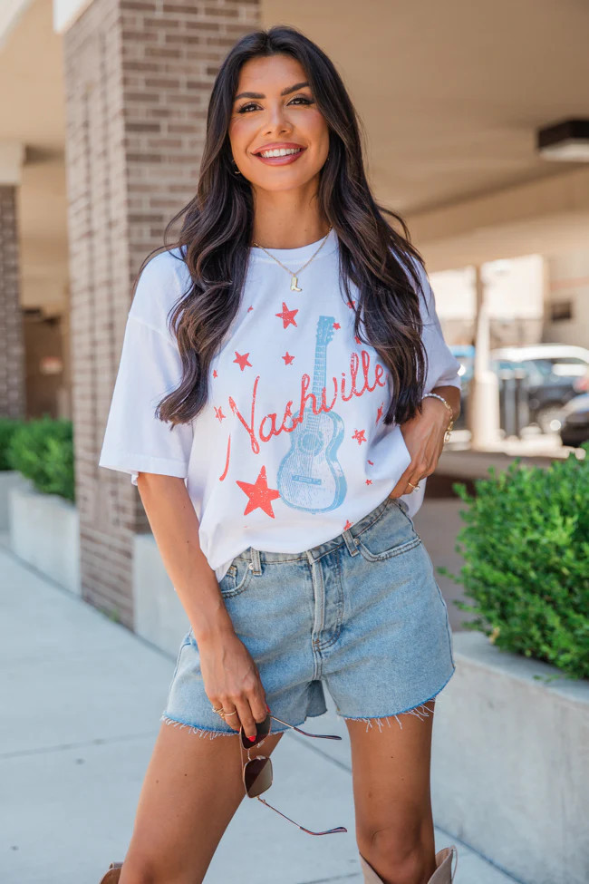 Nashville Star White Comfort Color Graphic Tee | Pink Lily