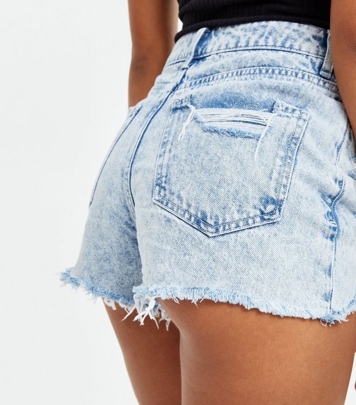 Bright Blue Acid Wash Denim Mom Shorts 
						
						Add to Saved Items
						Remove from Saved I... | New Look (UK)