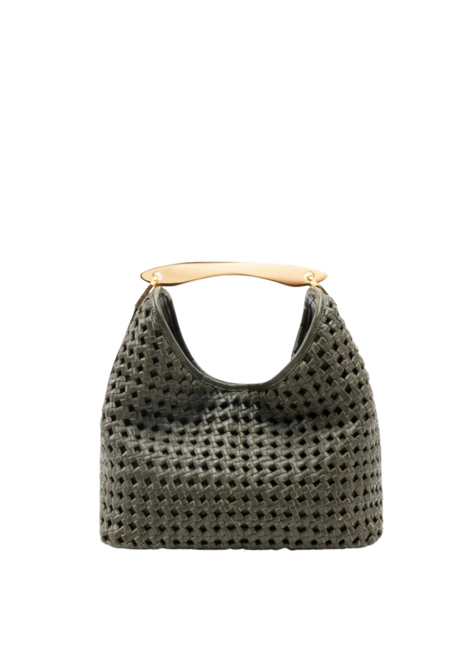 Small Boomerang Woven Leather Olive Green - French Woven Handbags -Elleme | Elleme