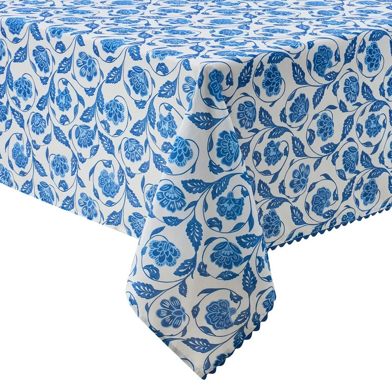 Mainstays by Becky G. & Alejandra Fabric Tablecloth, Blue Floral, 60" x 102" | Walmart (US)