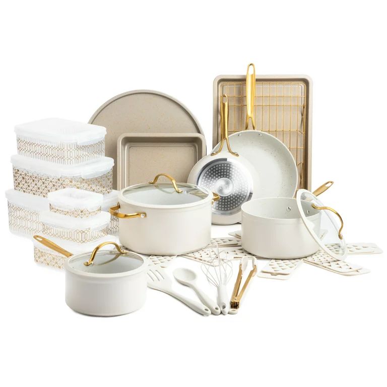 Thyme & Table 32-Piece Cookware & Bakeware Nonstick Set, Sand | Walmart (US)