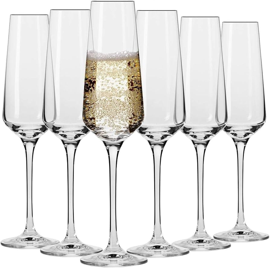 Krosno Crystal Champagne Flute Glasses, Set of 6, 6.1 oz, Avant-Garde Collection, Classic Shape f... | Amazon (US)