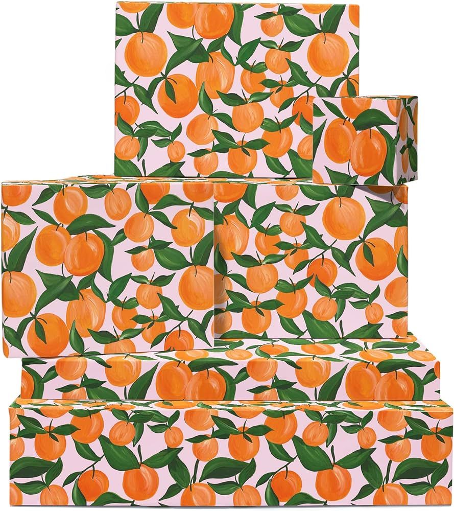 CENTRAL 23 Fruit Wrapping Paper - 6 Sheets of Birthday Gift Wrap with Tags - Orange - Recyclable ... | Amazon (US)